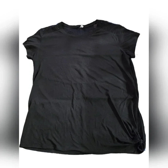 Old Navy, Size L, Black Relaxed Mesh-Back Side-Tie Tee - Picture 7 of 13